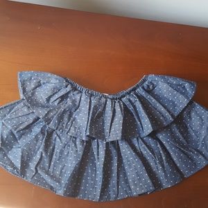 Polka Dot Denim Ruffle Skirt by Mud Pie Size 5T